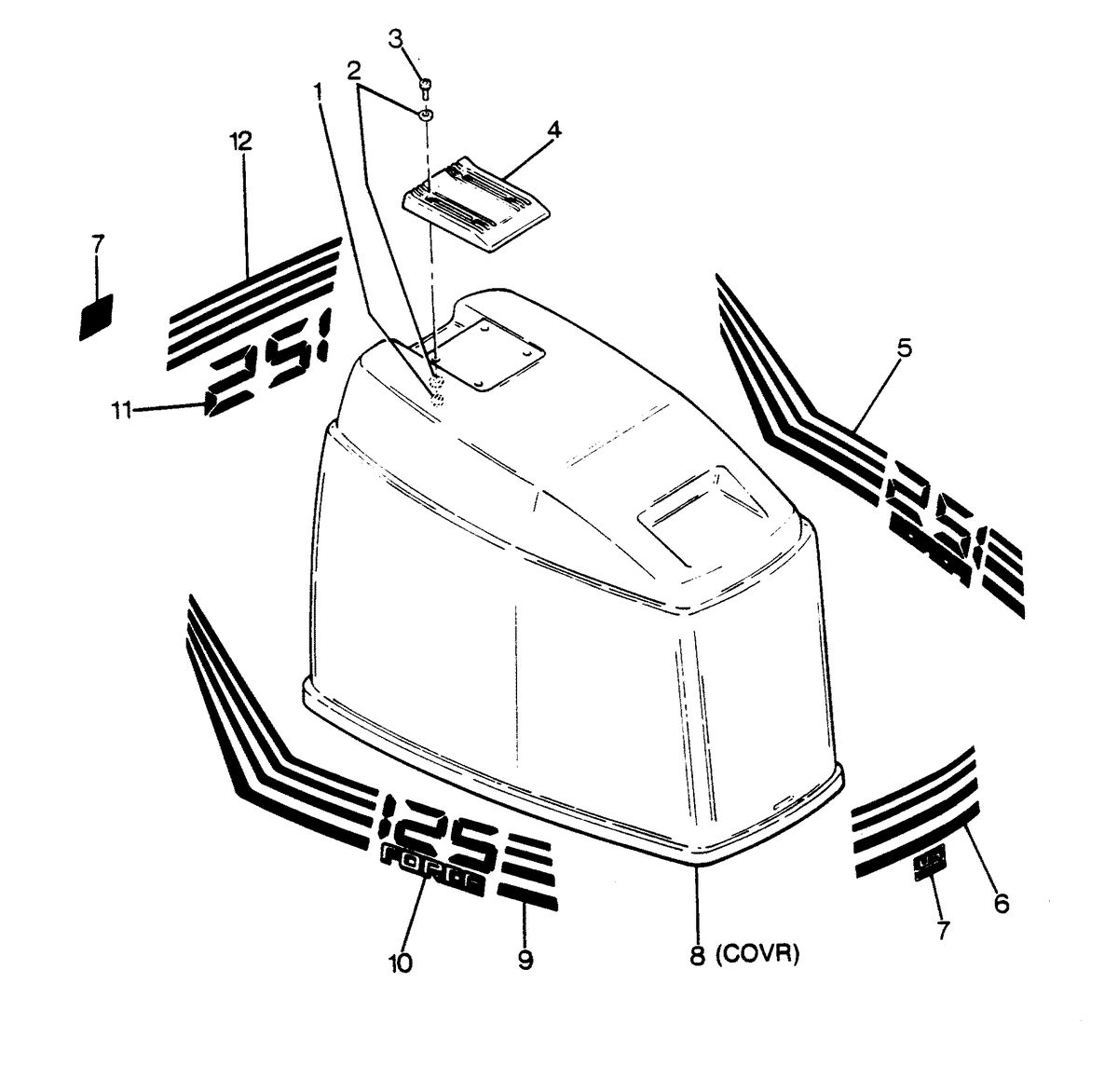 FORCE FORCE 1988 125 HP "C" MODELS ENGINE COVER FORCE MODELS