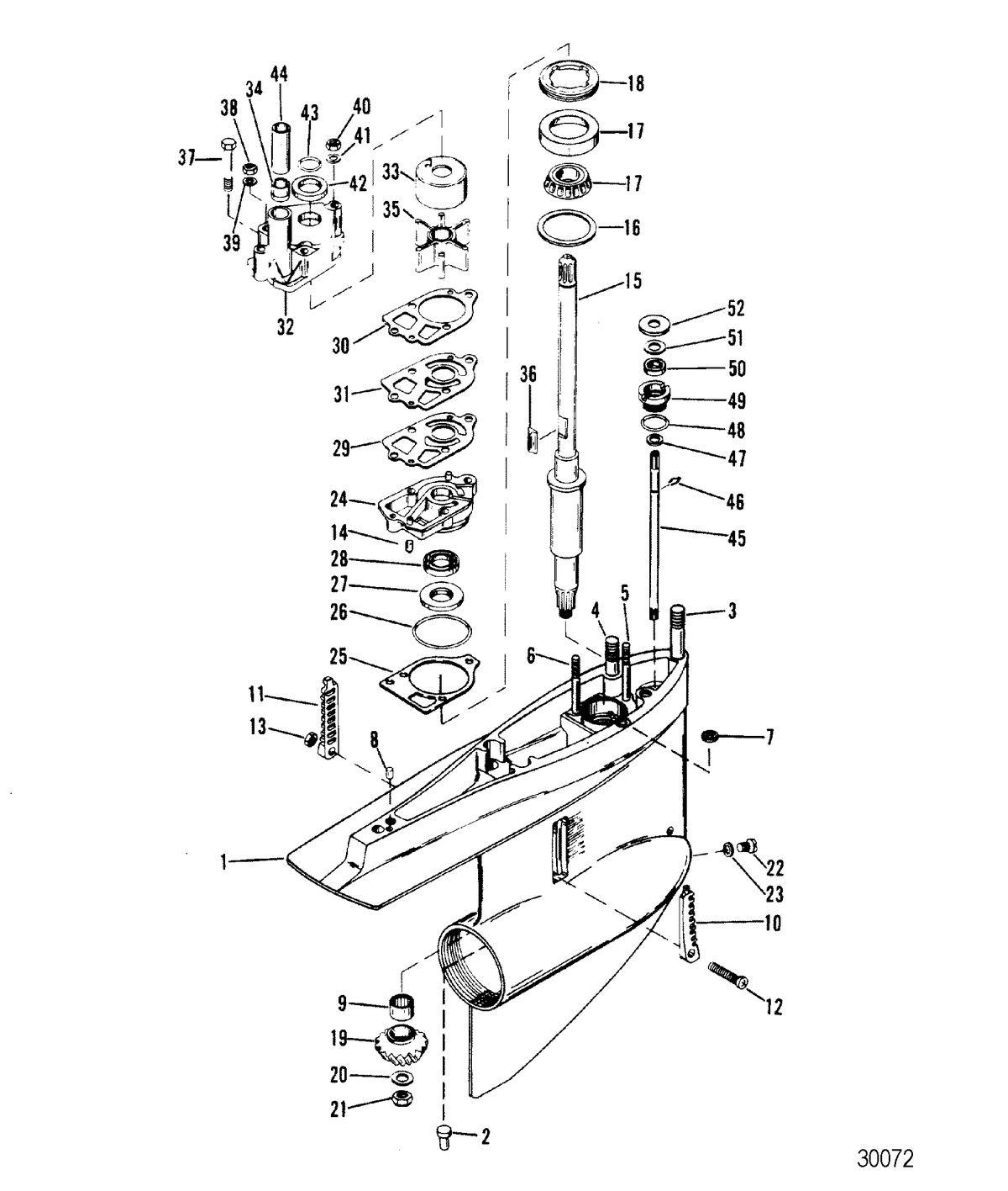 MERCRUISER R/MR ALPHA ONE STERNDRIVE GEAR HOUSING(DRIVESHAFT) - (COUNTER ROTATION)