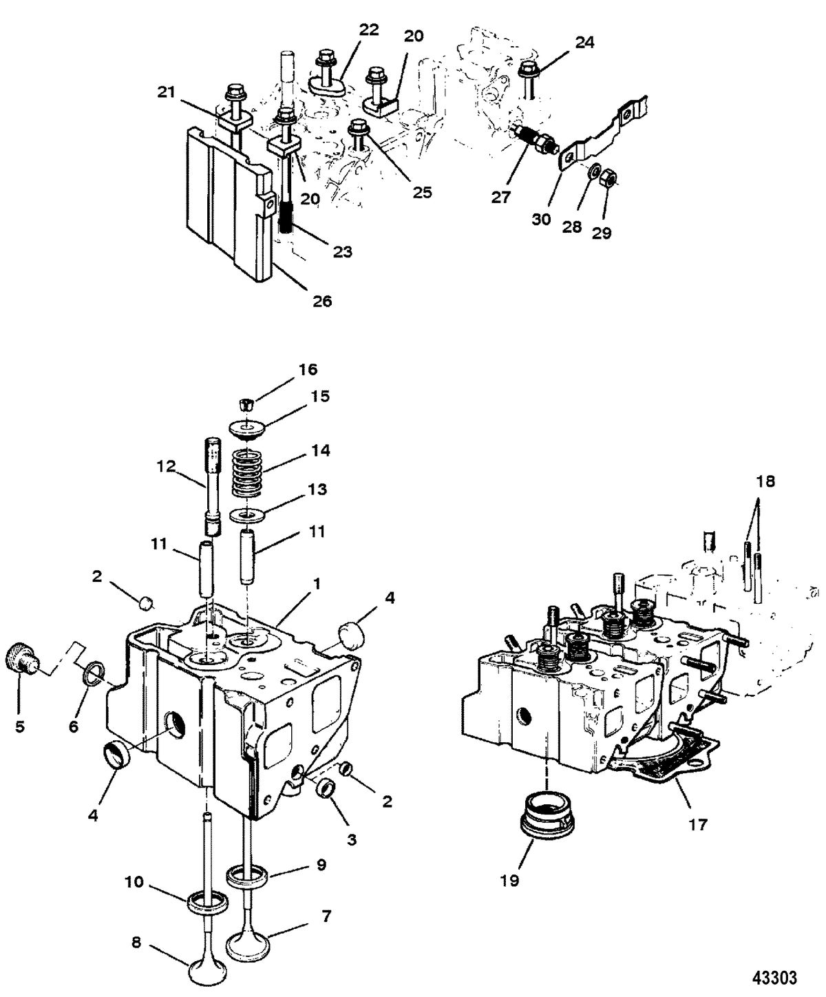 MERCRUISER D4.2L/220 IDI DIESEL Cylinder Head(S/N-0D554752 and Below)