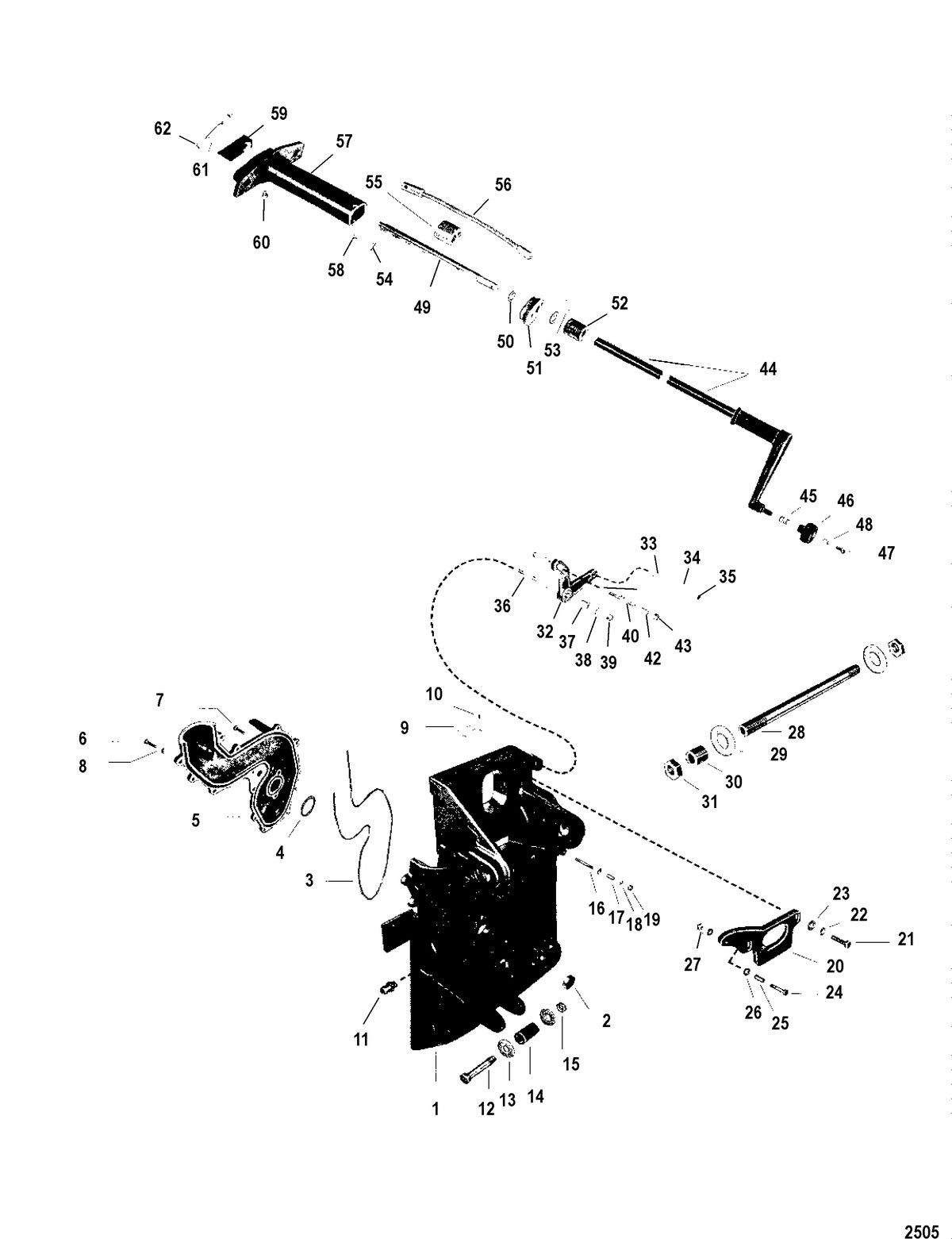 MERCRUISER 80 ENGINE AND 80 STERNDRIVE TRANSOM PLATE ASSEMBLY AND MANUAL TILT