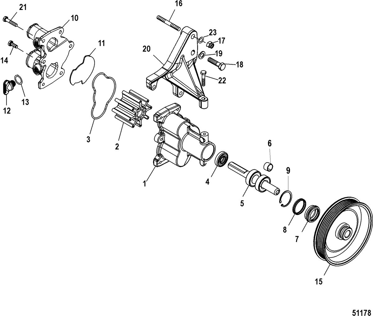 MERCRUISER 4.3L CARB ALPHA/BRAVO Sea Water Pump Assembly(Alpha/Bravo Closed Cooling)