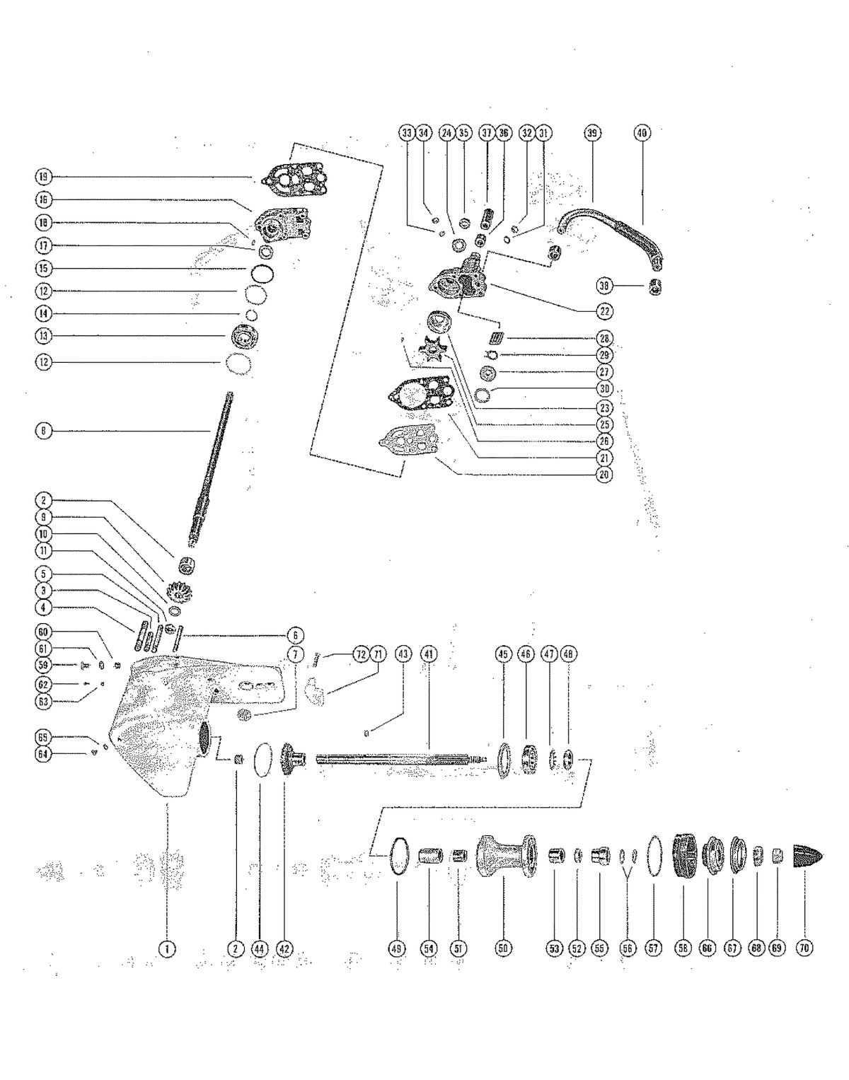 MERCURY MERC 700 GEAR HOUSING ASSEMBLY, COMPLETE (STANDARD ROTATION) (700E)