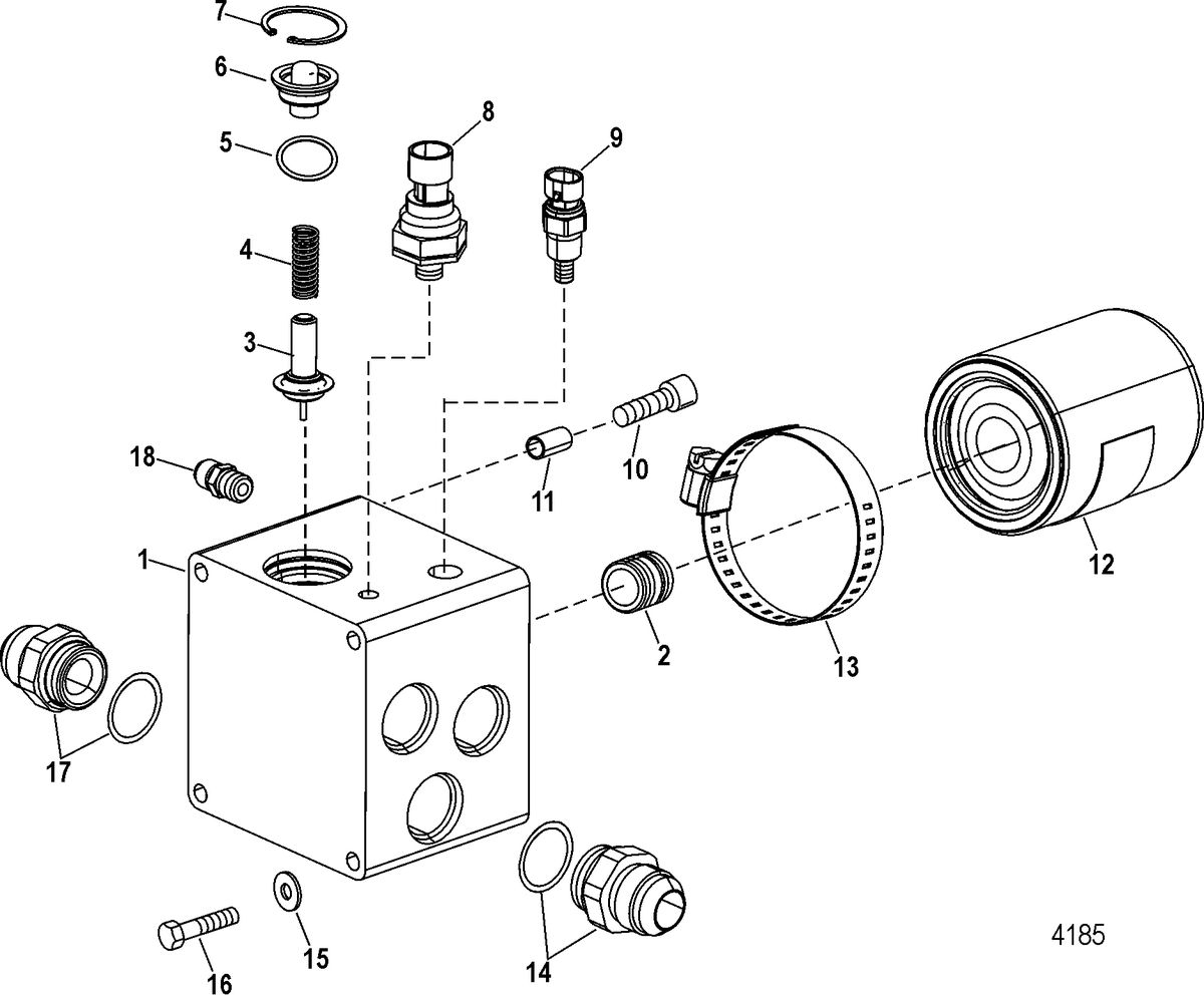 RACE STERNDRIVE 1075 SCI Oil Filter Adaptor And Components