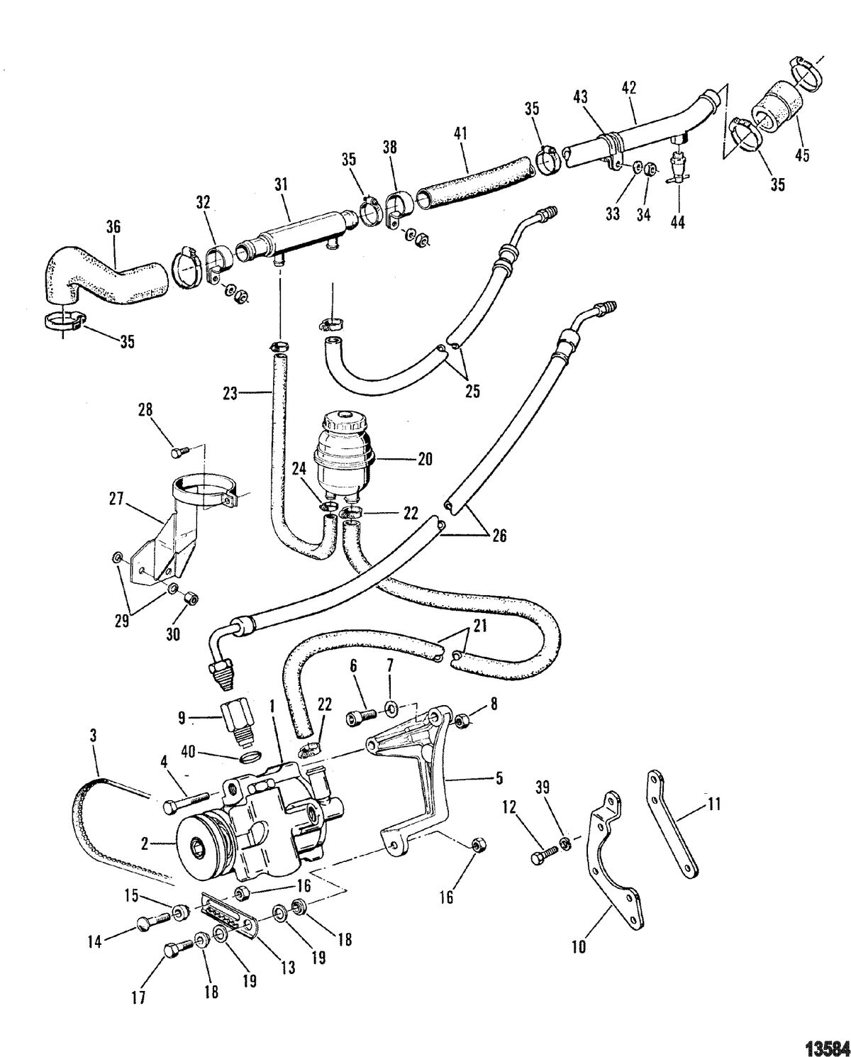 MERCRUISER 530 D-TA / 636 D -TA D183 TURBO AC/D219AC Power Steering Components(5 CYL.)