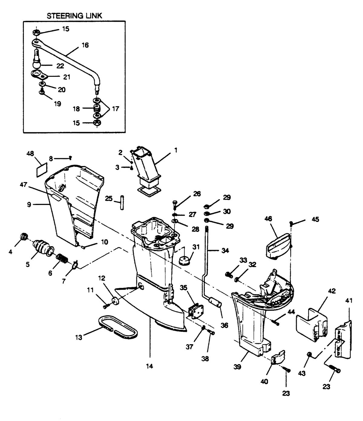 FORCE FORCE 1989 125 H.P. "D" MODELS MOTOR LEG