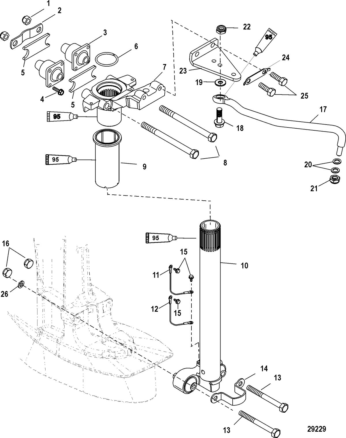 MERCURY/MARINER 40/50/60/JET 40 EFI - 4 CYLINDER  4-STROKE Steering Arm