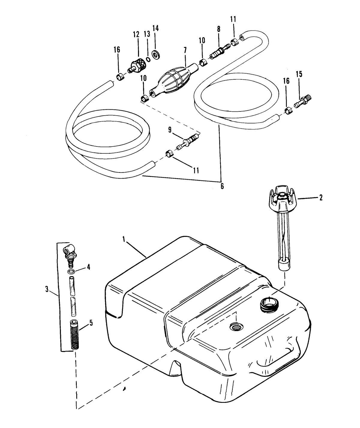 SEARS 15 H.P. OUTBOARD MOTOR FUEL TANK AND LINE