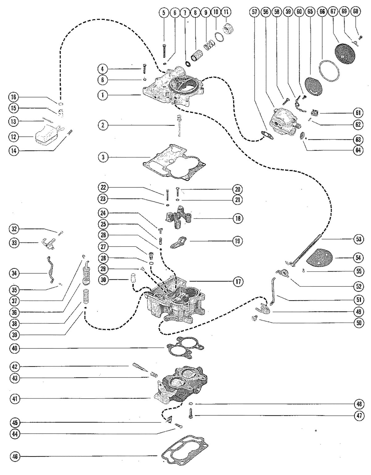 MERCRUISER 90 ENGINE AND STERNDRIVE CARBURETOR ASSEMBLY