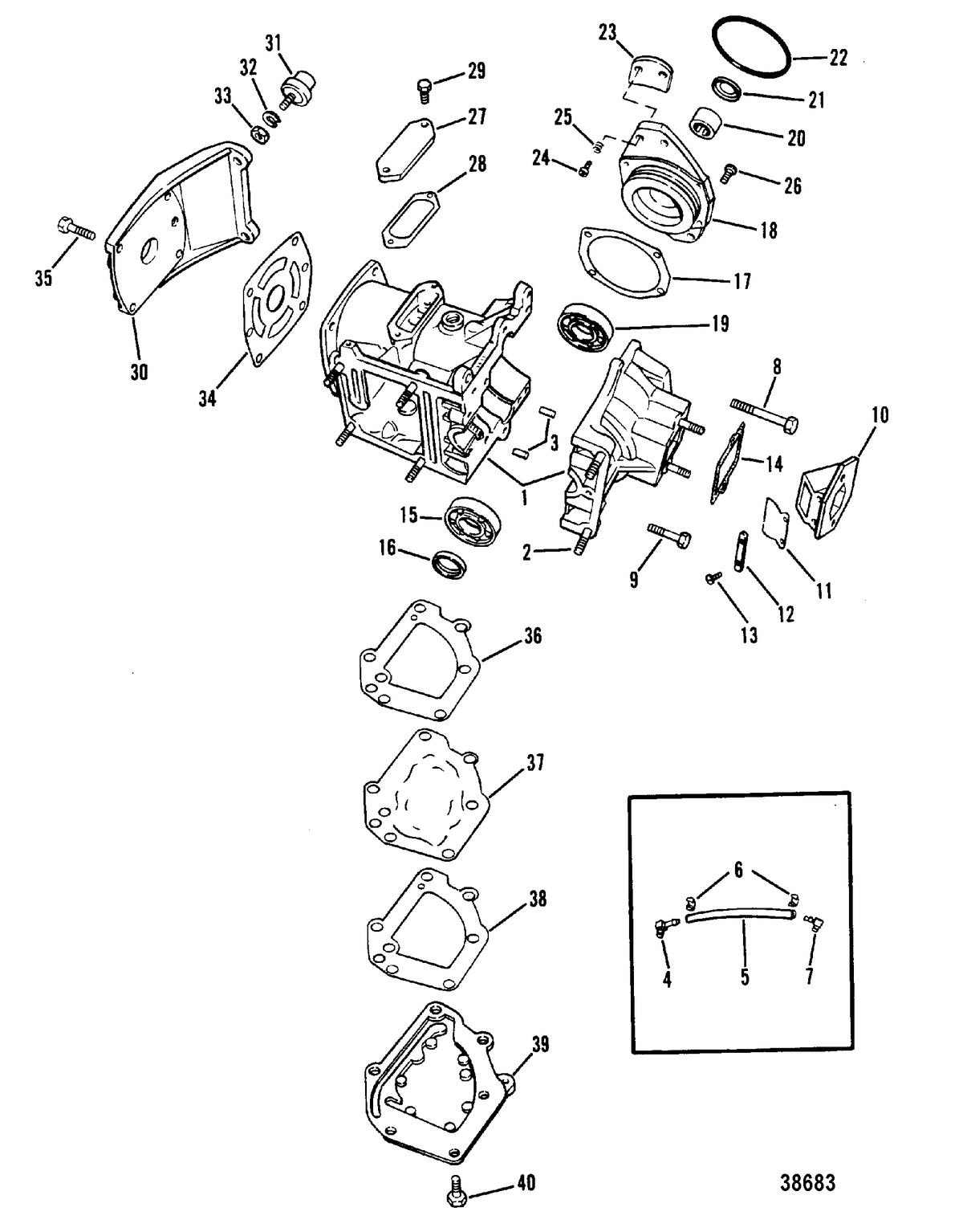 MERCURY 4/4.5 HP CYLINDER BLOCK AND CRANKCASE ASSEMBLY