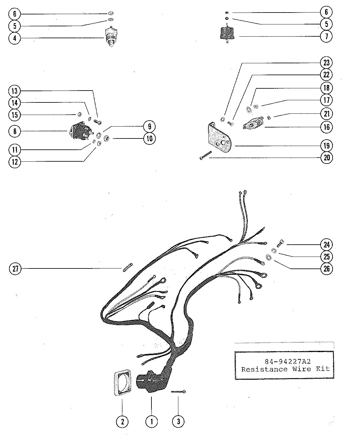 MERCRUISER 165 ENGINE WIRING HARNESS AND STARTER SOLENOID