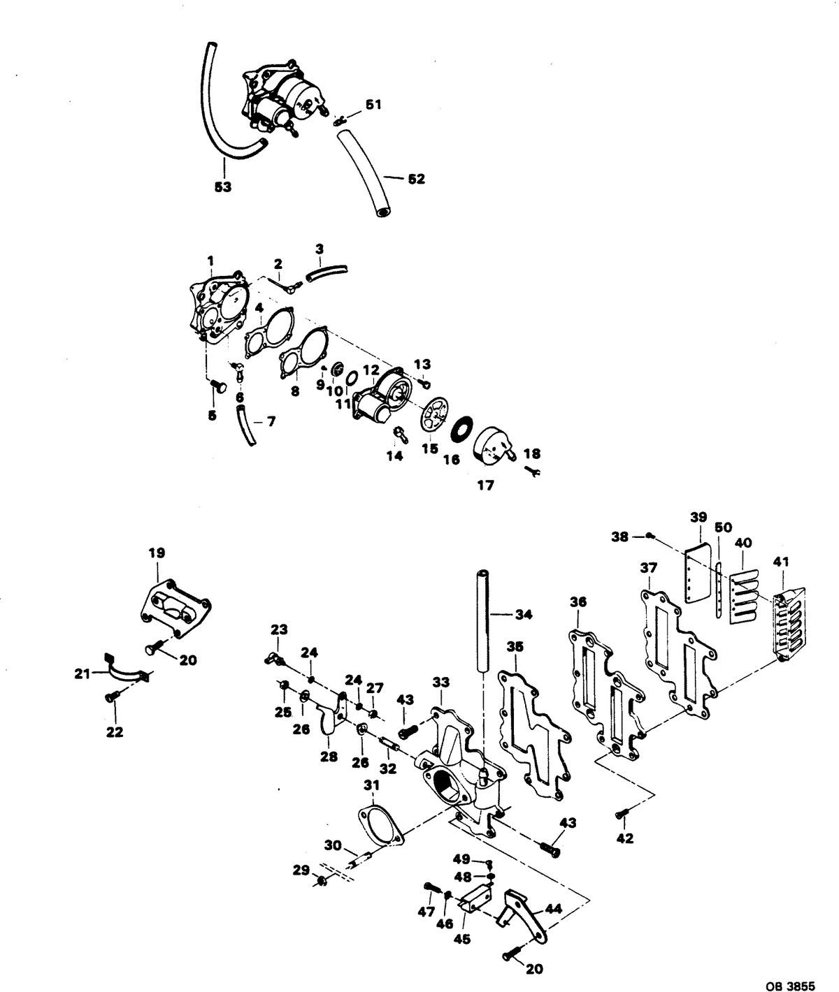 CHRYSLER 140 H.P. FUEL PUMP AND REED PLATE