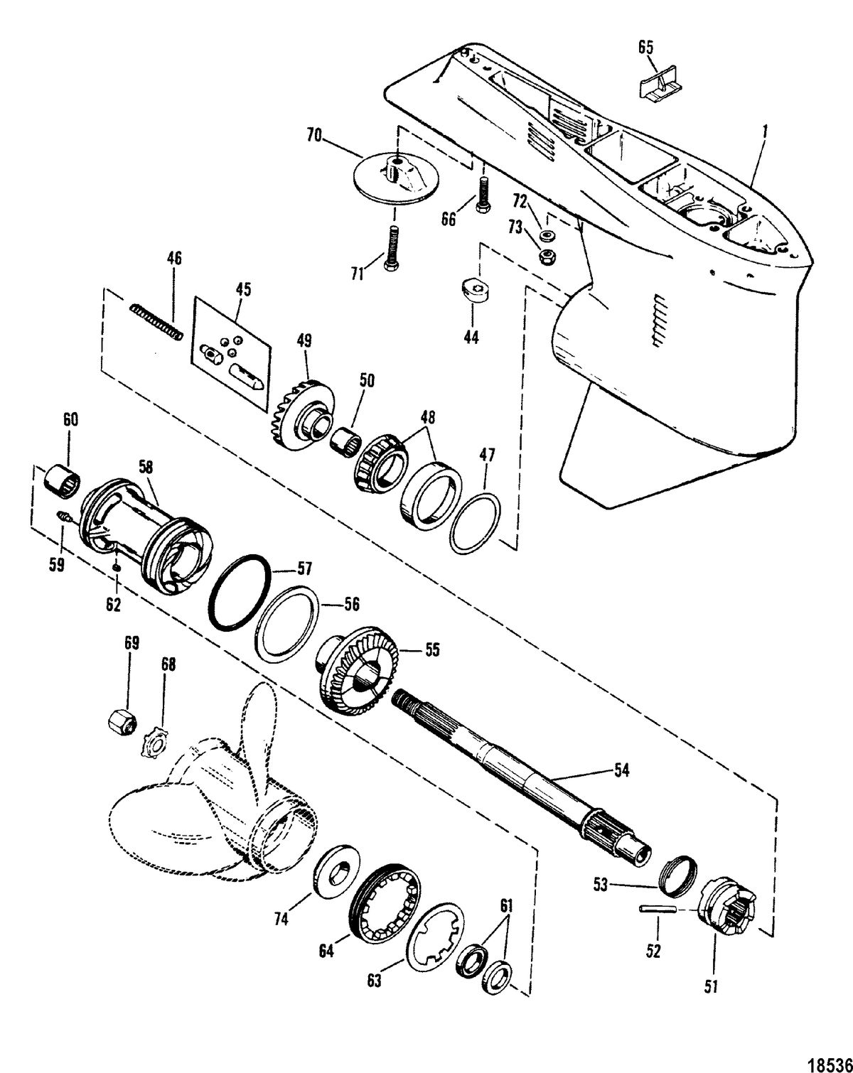 MERCURY/MARINER XR-4 MAGNUM II GEAR HOUSING(PROPELLER SHAFT) (CASTING #1674-814247C)