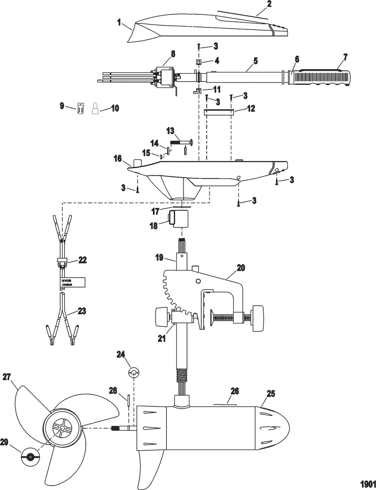 TROLLING MOTOR MOTORGUIDE ENERGY SERIES Complete Trolling Motor(Model ET44) (12 Volt)