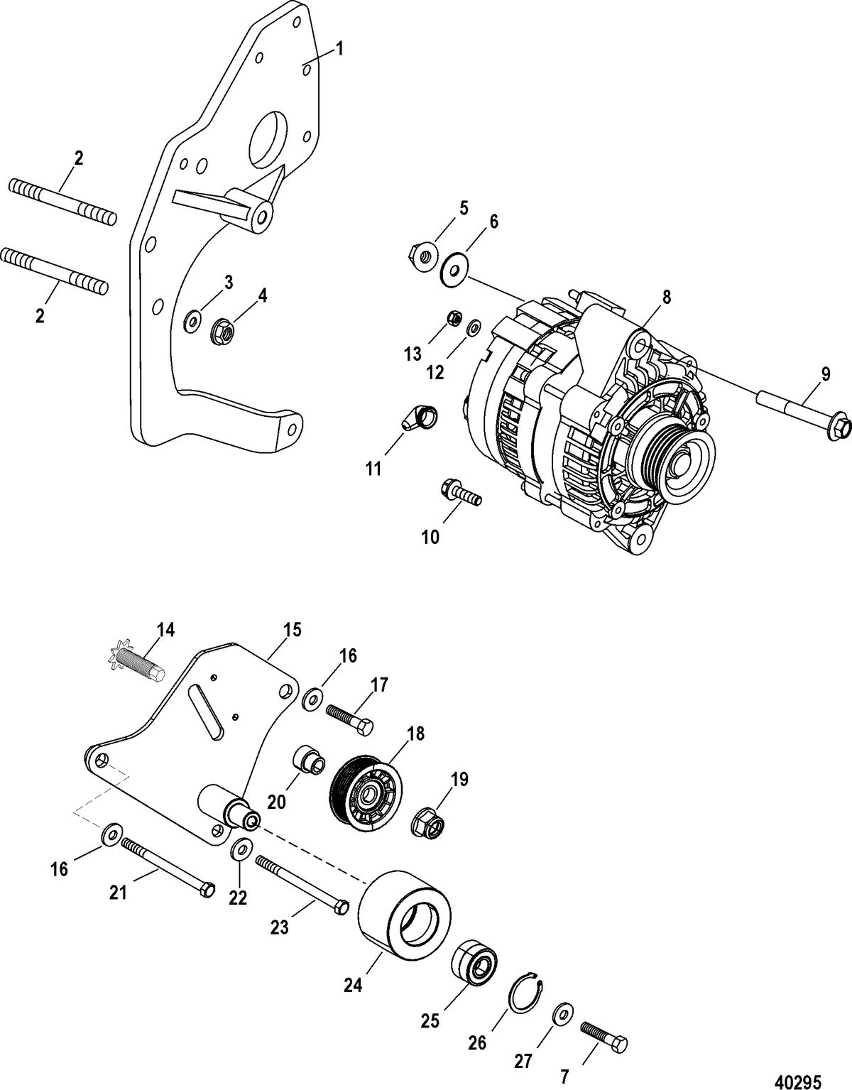 RACE STERNDRIVE 662/700 SCI Alternator And Mounting