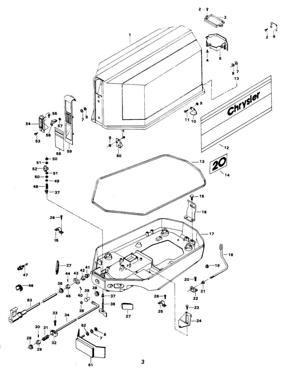 CHRYSLER 20 HP ENGINE COVER AND SUPPORT PLATE