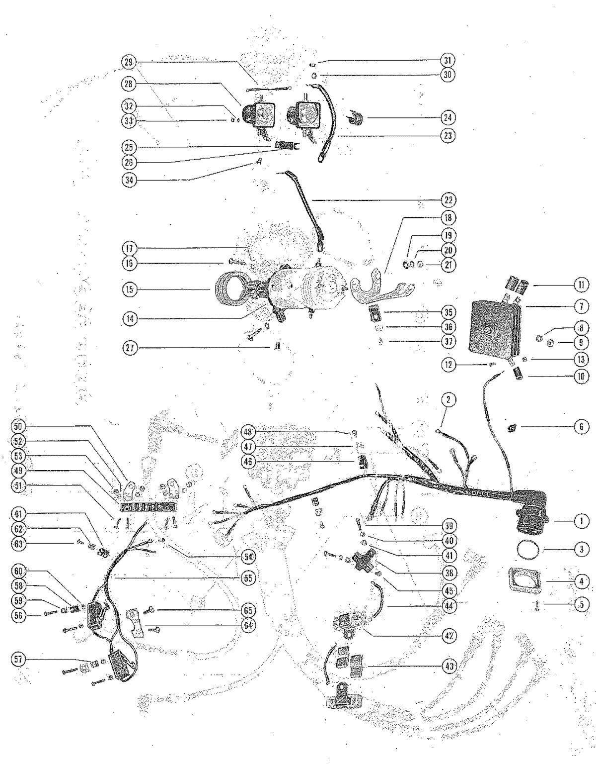 MERCURY MERC 600, 600 EL STARTER MOTOR, STARTER SOLENOID, RECTIFIER & WIRING HARNESS