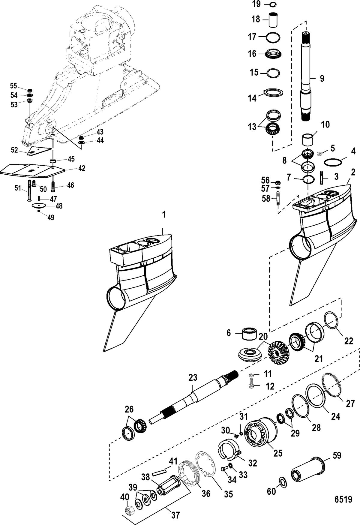 MERCRUISER BRAVO XR I - III SPORT MASTER Gear Housing(Bravo I XR/SportMaster)(0M955633 and Below)