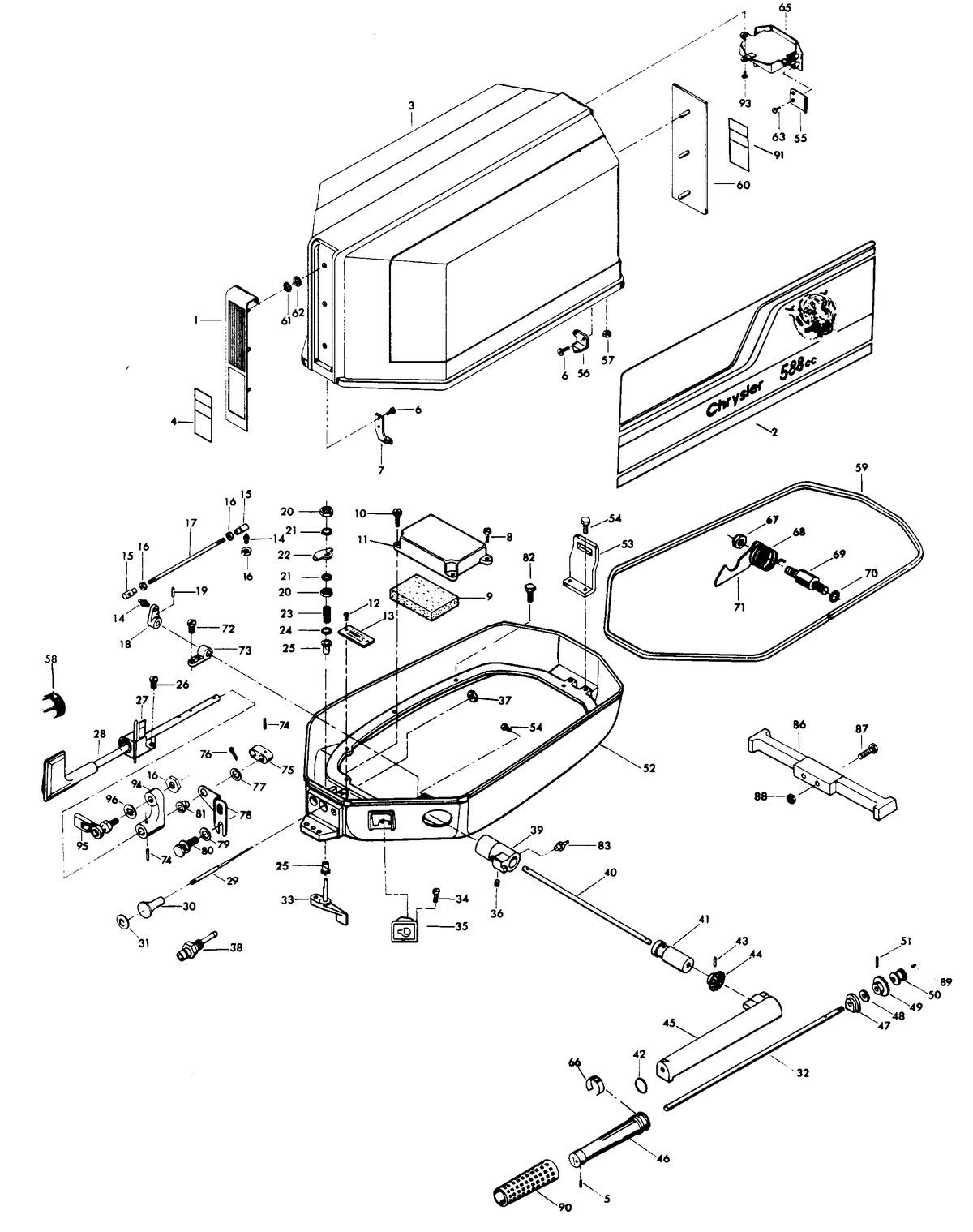 CHRYSLER 35 H.P. ENGINE COVER AND SUPPORT PLATE