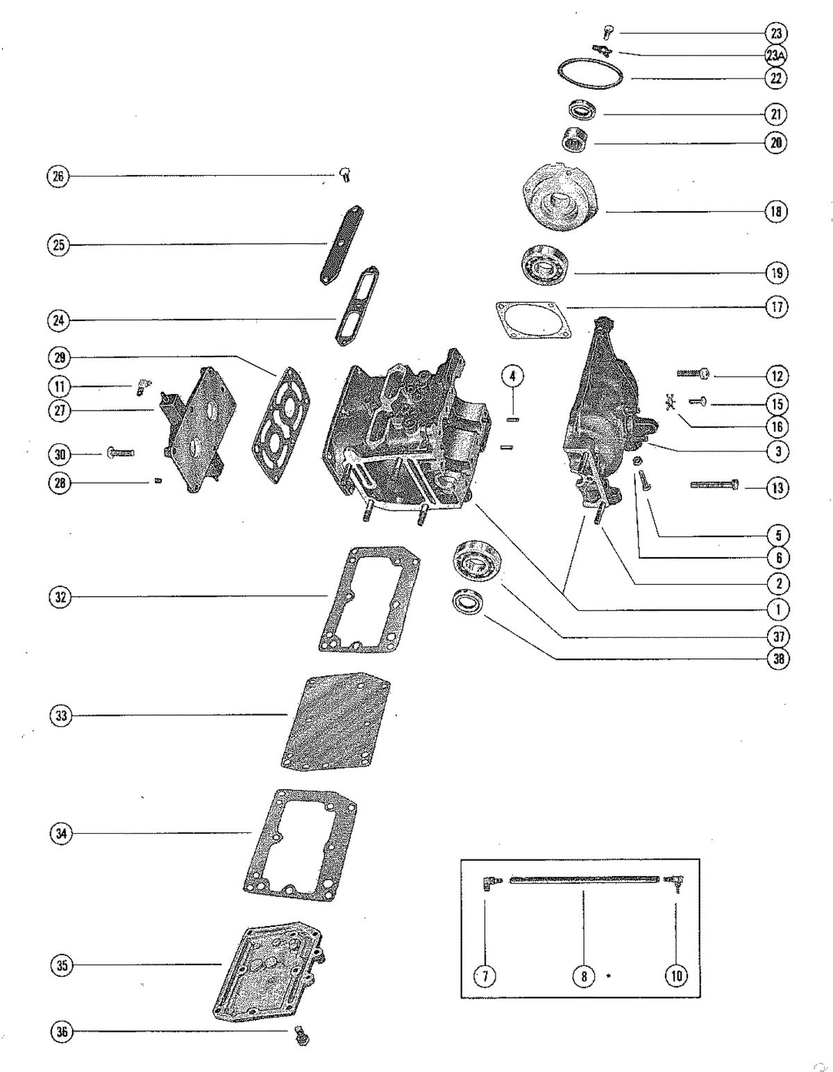 MERCURY MERC 110 CYLINDER BLOCK AND CRANKCASE ASSEMBLY