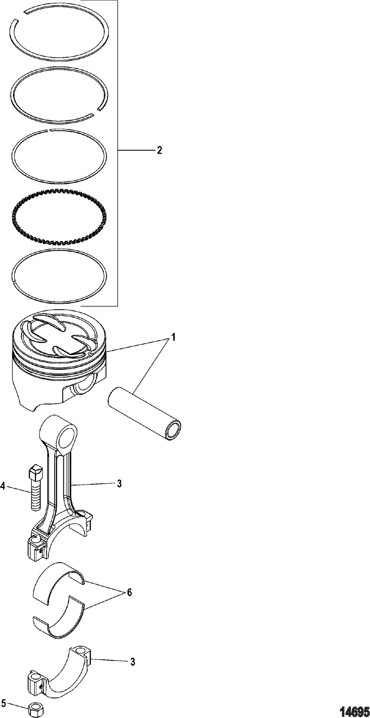 MERCRUISER 350 MAG MPI MX 6.2L MPI INBOARD Pistons And Connecting Rods