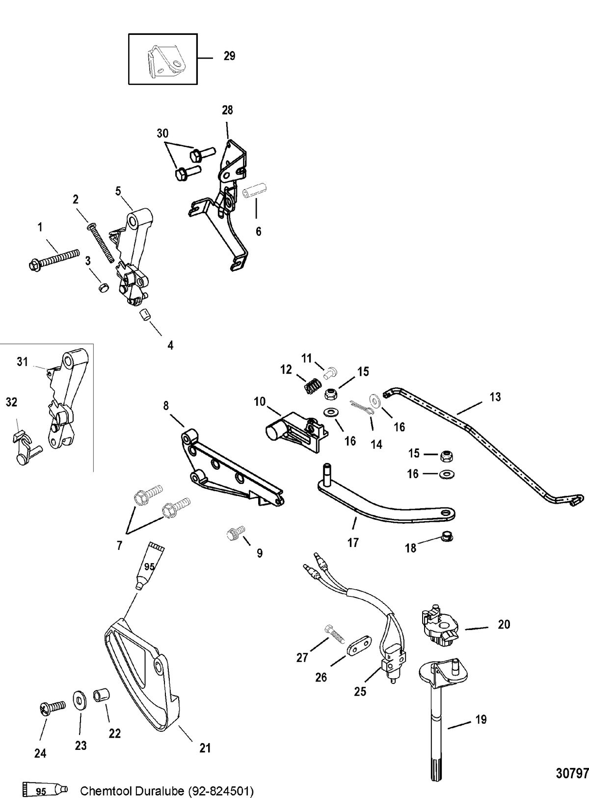 MERCURY/MARINER 40/50/60 (4 CYLINDER) CARB 4-STROKE LINKAGE(HANDLE)