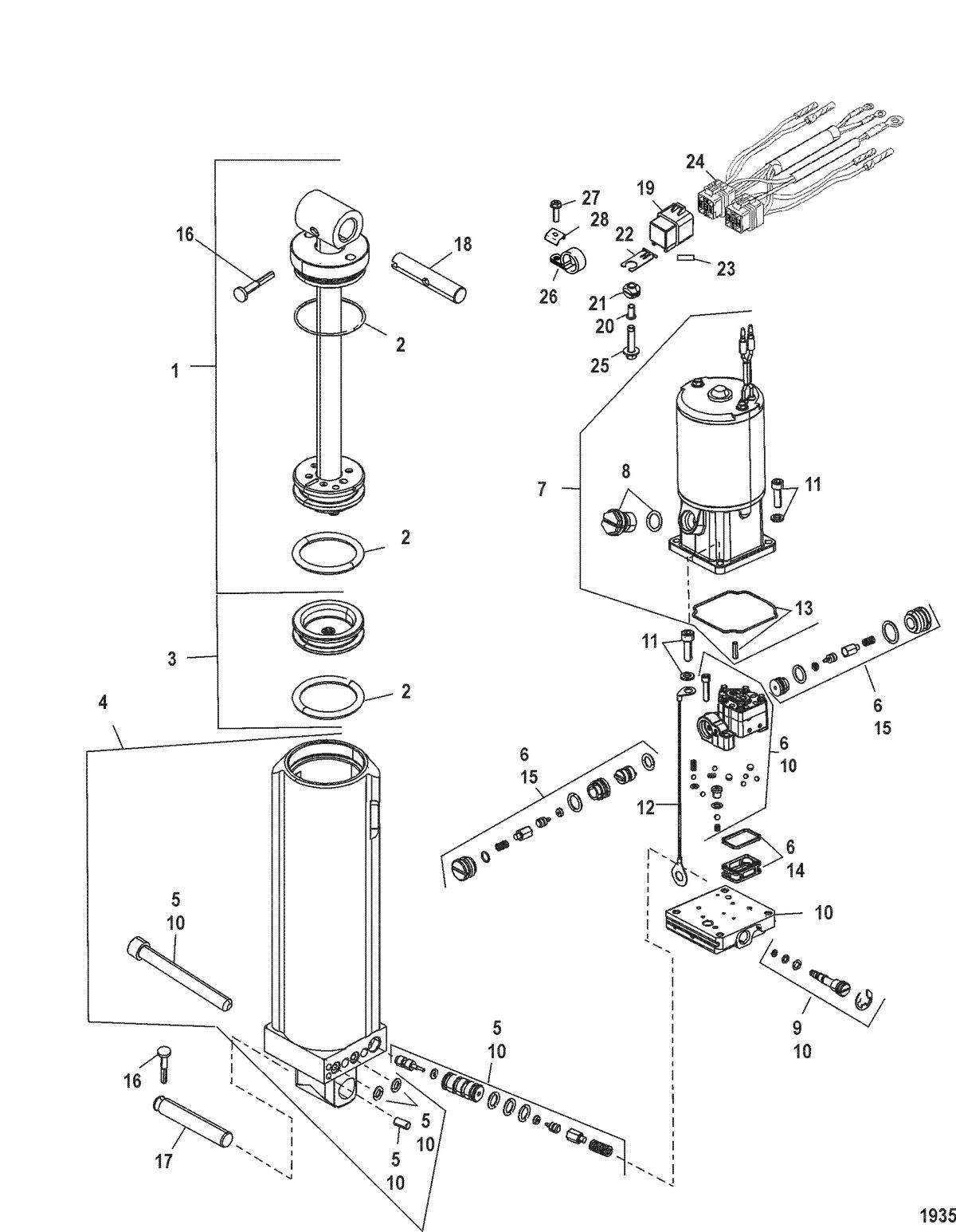 MERCURY/MARINER 75/90 HP 65 JET (3 CYLINDER) Power Trim Components