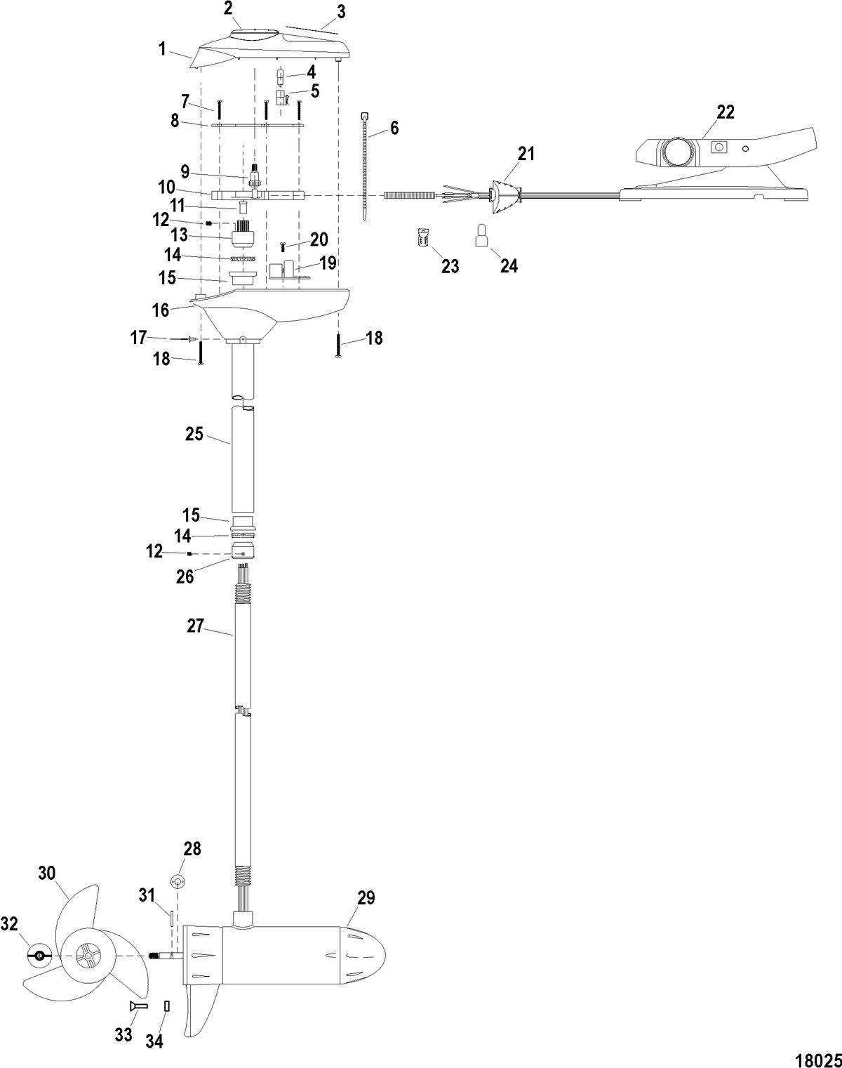 TROLLING MOTOR MOTORGUIDE FRESH WATER SERIES Complete Trolling Motor(Model FW54FBV) (12 Volt)