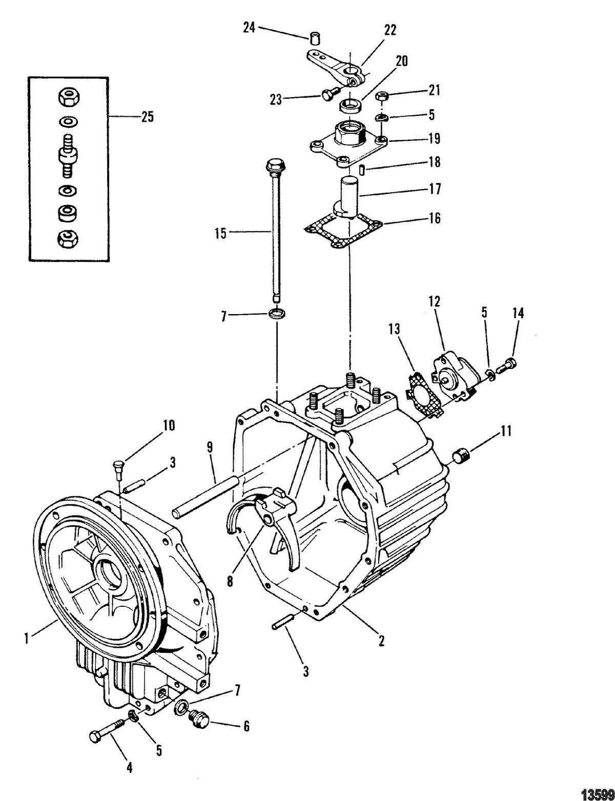 MERCRUISER 530 D-TA / 636 D -TA D183 TURBO AC/D219AC Transmission(8 Degree Down) (Outer Housing)