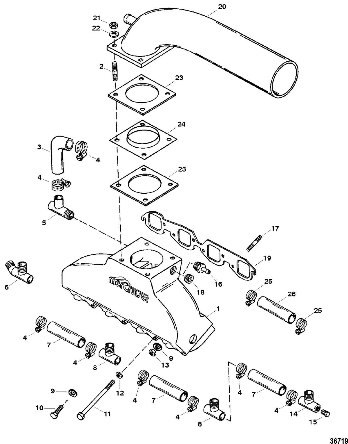 RACE STERNDRIVE 500 CARB (502CID) 8.2L ENGINE (GEN +) EXHAUST MANIFOLD/ELBOW
