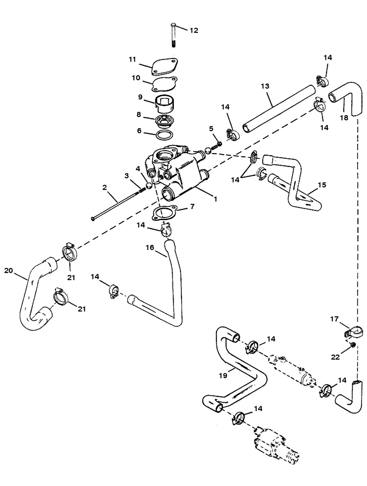 MERCRUISER 350 MAG TOURNAMENT SKI (CARB) THERMOSTAT HOUSING (STANDARD COOLING-DESIGN I)