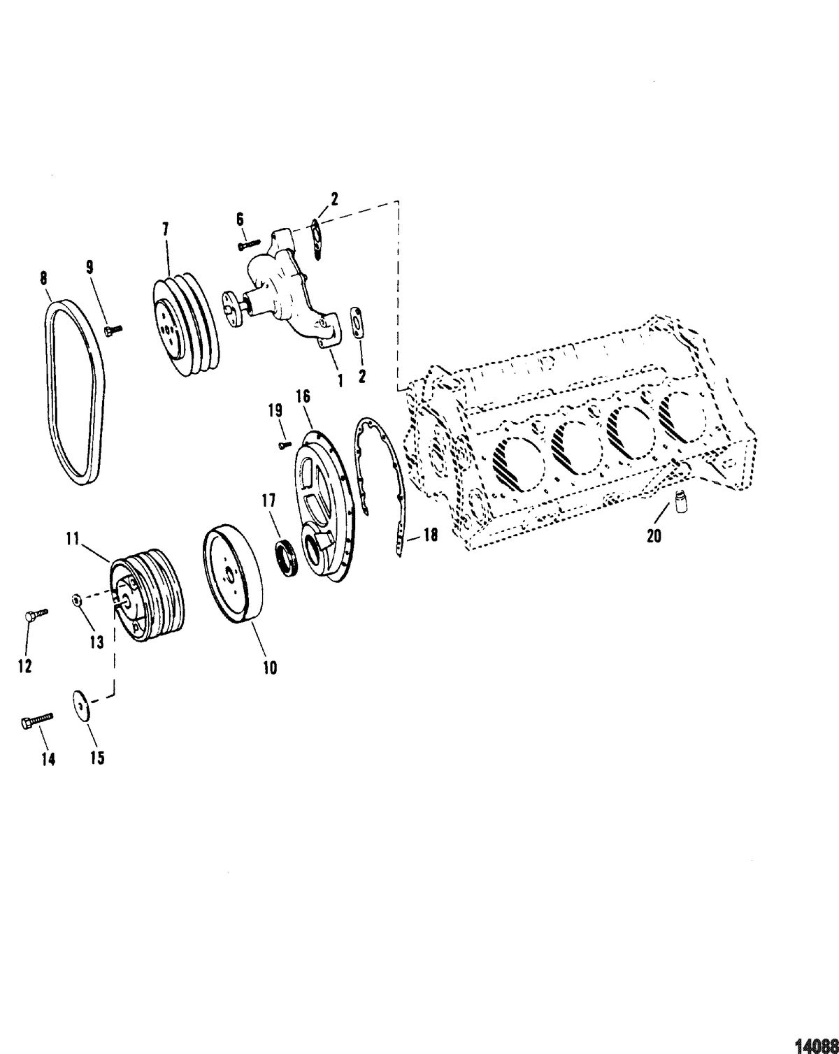 MERCRUISER MIE 7.4 EFI HURTH/BORG WARNER -LH ONLY Water Pump And Front Cover