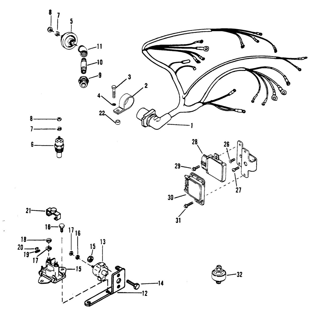 MERCRUISER 8.2L W/HURTH INBOARD GEN V WIRING HARNESS & ELEC COMPTS (THUNDERBOLT V IGN.)