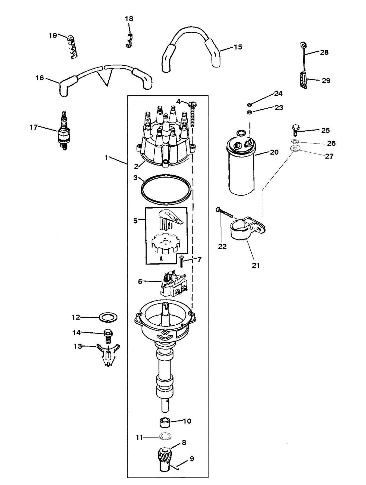 MERCRUISER MIE 5.7L INBOARD DISTRIBUTOR AND IGNITION COMPONENTS