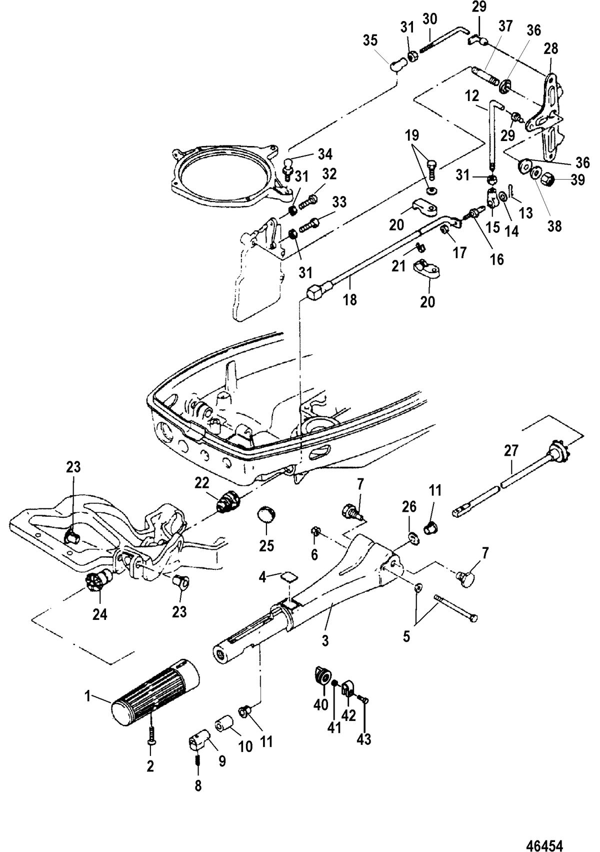 MERCURY/MARINER 9.9/15/18 HP (2 CYLINDER)(INTERNATIONAL) Throttle Linkage/Steering Handle