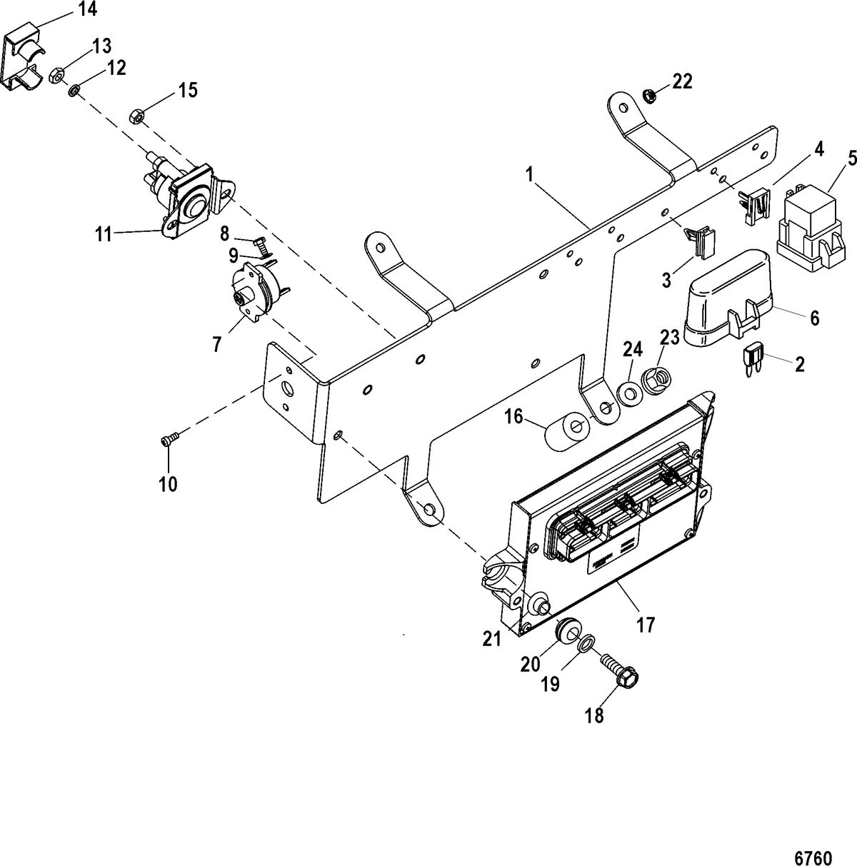 MERCRUISER 8.1L INBOARD PCM and Bracket