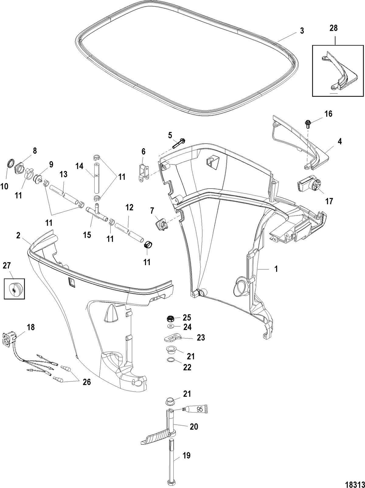 MERCURY/MARINER 75/90 (4-STROKE) Bottom Cowl