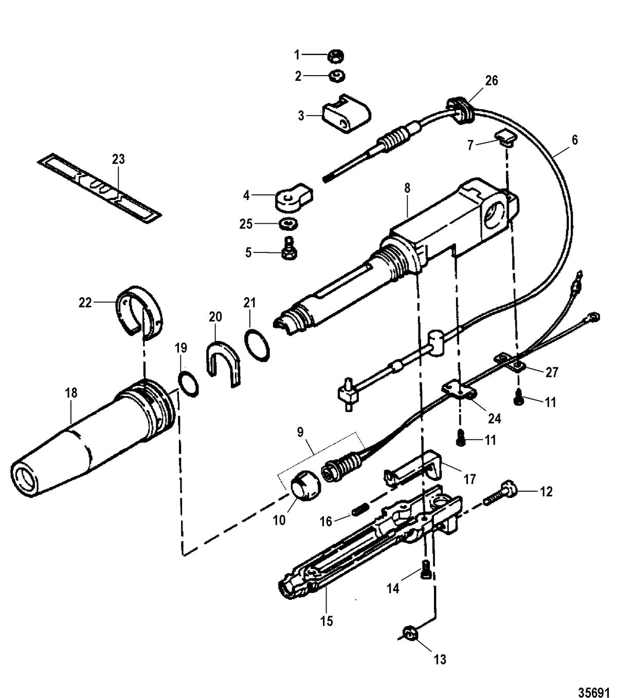 FORCE 5 HP (1998) FORCE STEERING HANDLE/TWIST GRIP THROTTLE