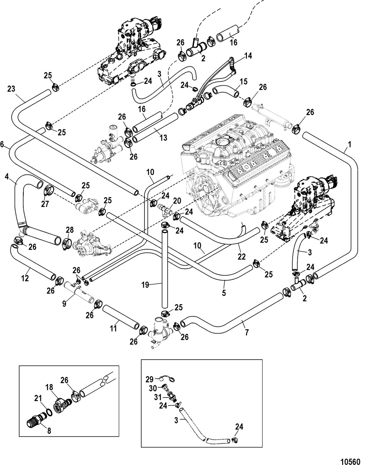 MERCRUISER 5.7/6.2L MPI INBOARD Standard Cooling System