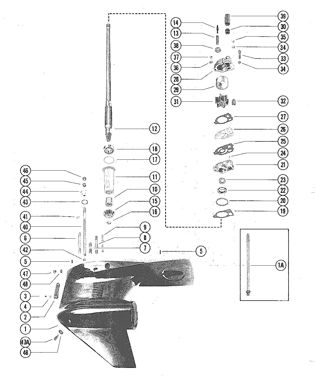 MERCURY MERC V-225 GEAR HOUSING (DRIVE SHAFT)