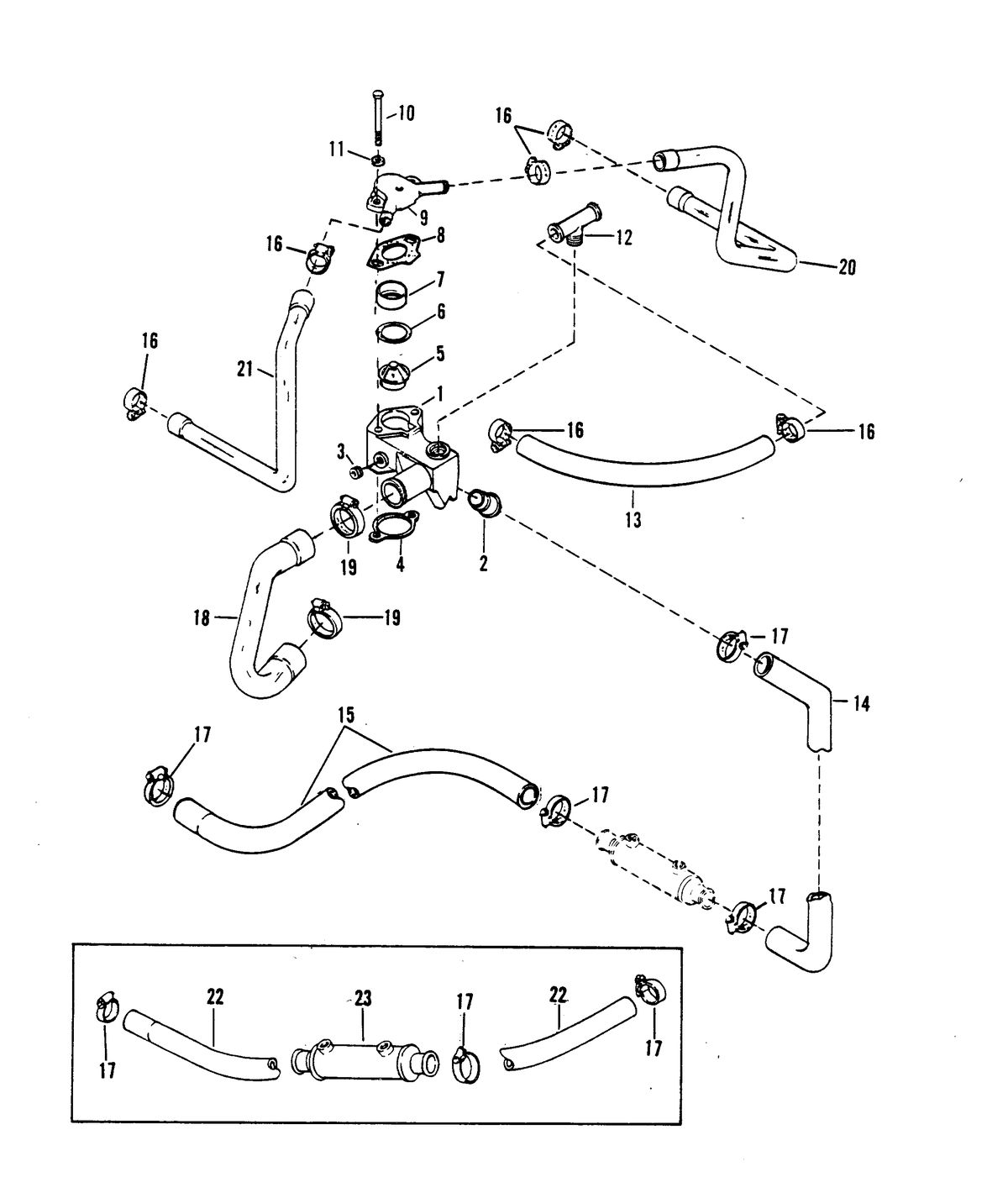 MERCRUISER 300 TEMPEST (MR/TR) ENGINE THERMOSTAT HOUSING (STANDARD COOLING)