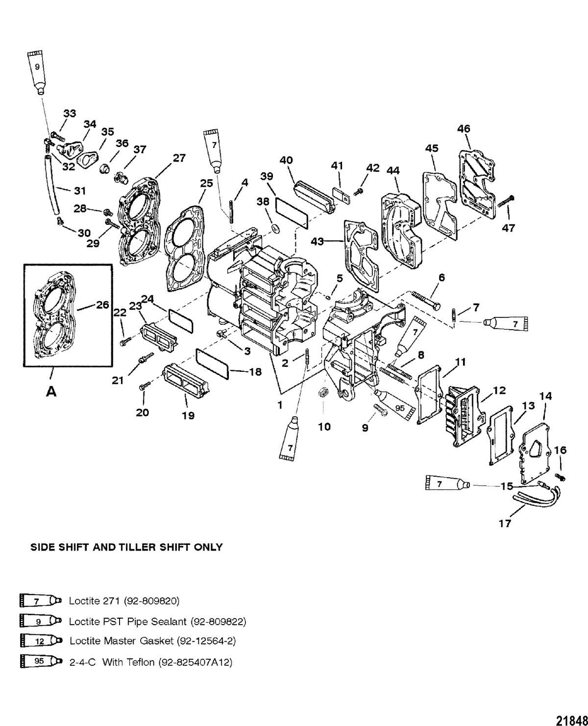 MERCURY/MARINER 20/25/JET 20/SUPER 15/15XD/25 SEAPRO/MARATHON  2 CYLINDER Cylinder Block and Covers