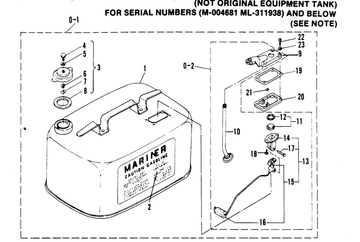 MARINER 15 H.P. W/MARATHON FUEL TANK ASSEMBLY