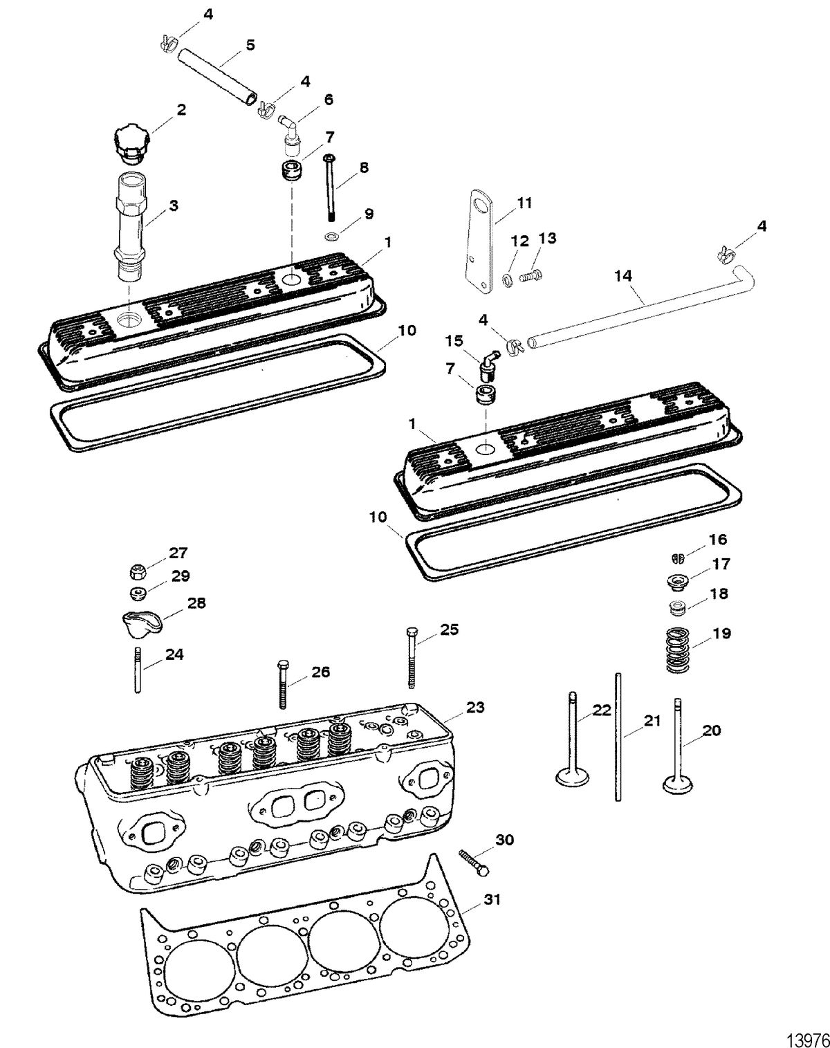 RACE STERNDRIVE SCORPION 377 Cylinder Head And Rocker Covers