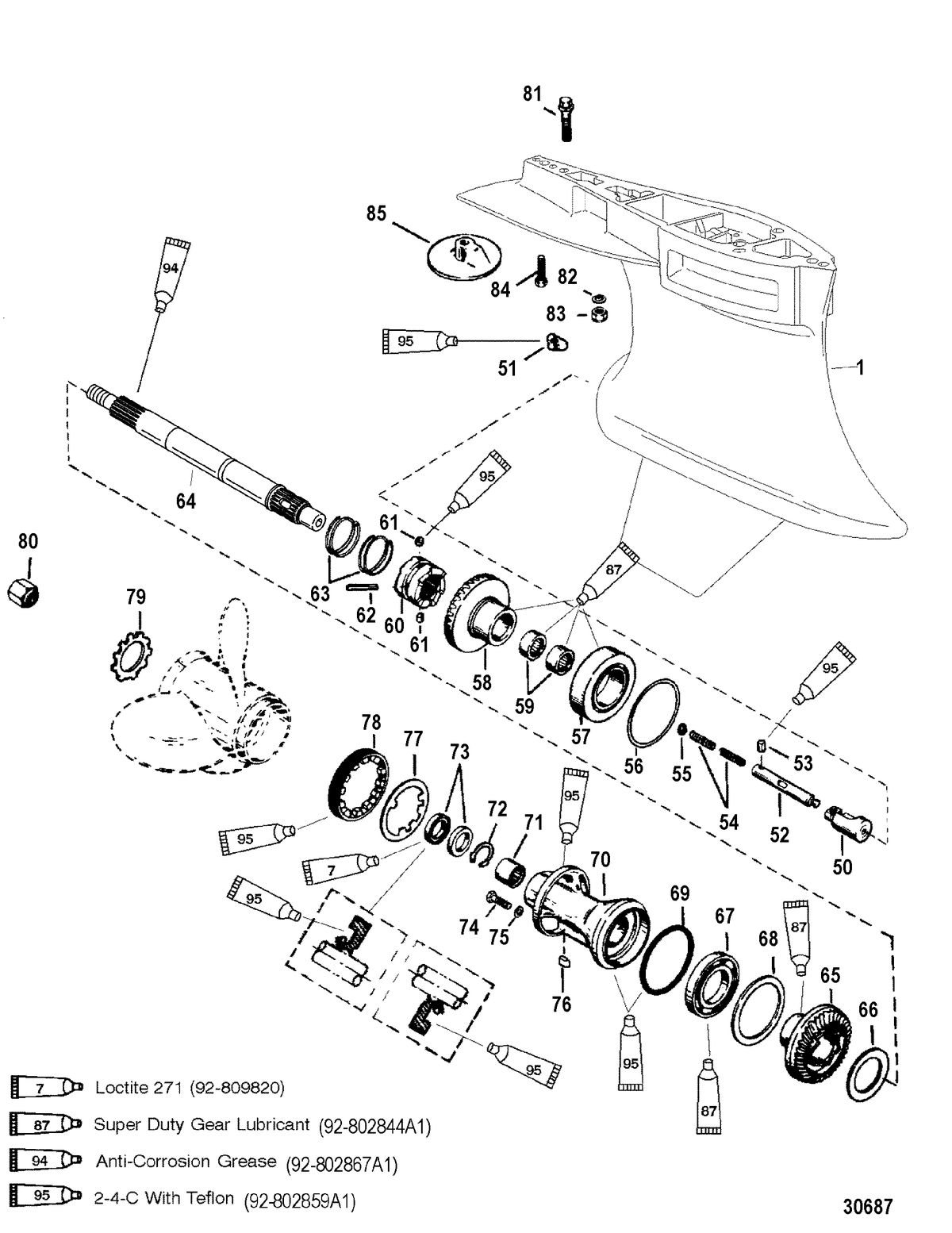 RACE OUTBOARD 225 EFI PROMAX/SUPERMAGNUM Gear Housing, Propeller Shaft-Standard-Sportmaster