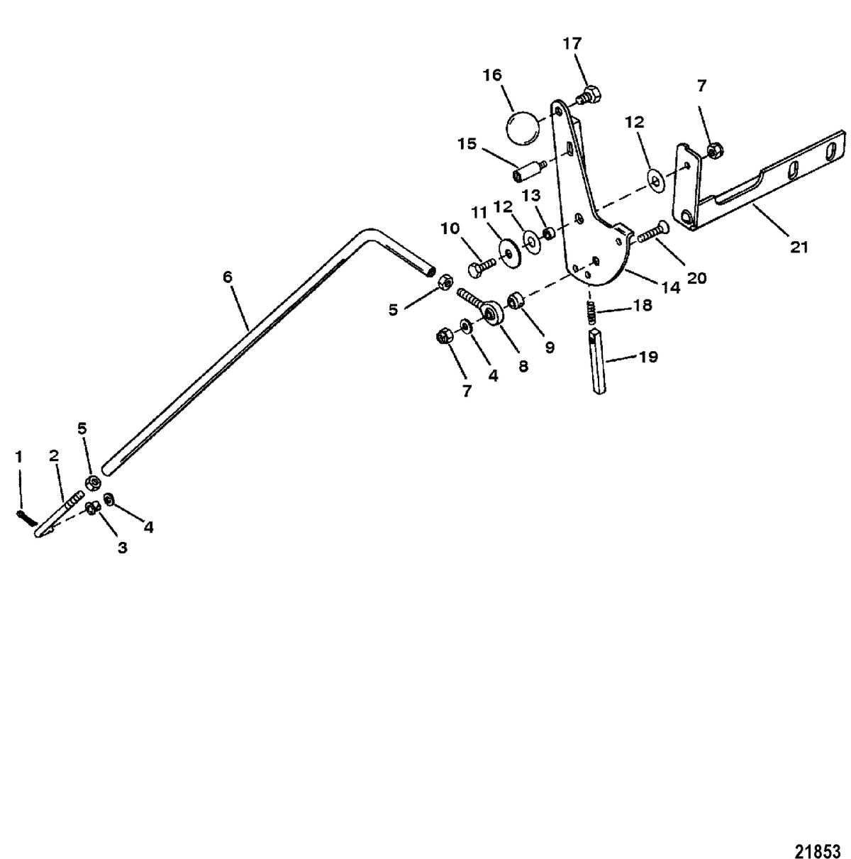 MERCURY/MARINER 20/25/JET 20/SUPER 15/15XD/25 SEAPRO/MARATHON 2 CYLINDER Jet Linkage(S/N 0G157845 & Below)