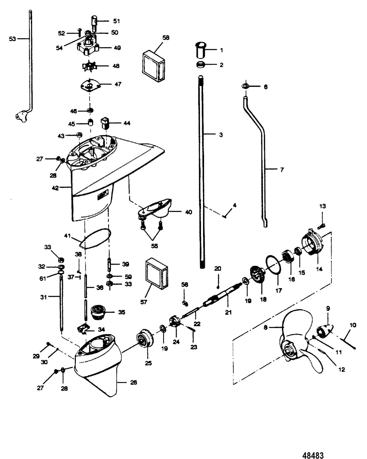 FORCE 35 HP B-MODELS (1988) FORCE Gear Housing