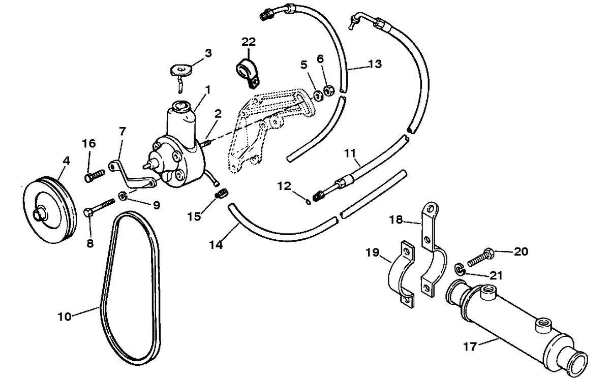 MERCRUISER 600SC GEN IV & V ENGINE POWER STEERING COMPONENTS