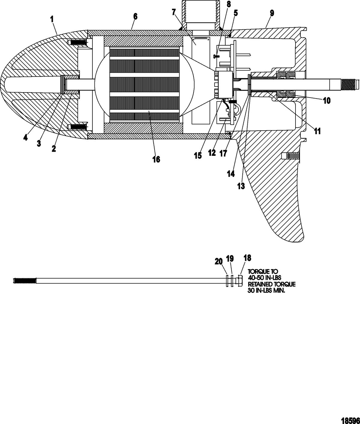 TROLLING MOTOR MOTORGUIDE FRESH WATER SERIES Lower Unit Assembly(46# - 5 Speed) (M899702T)