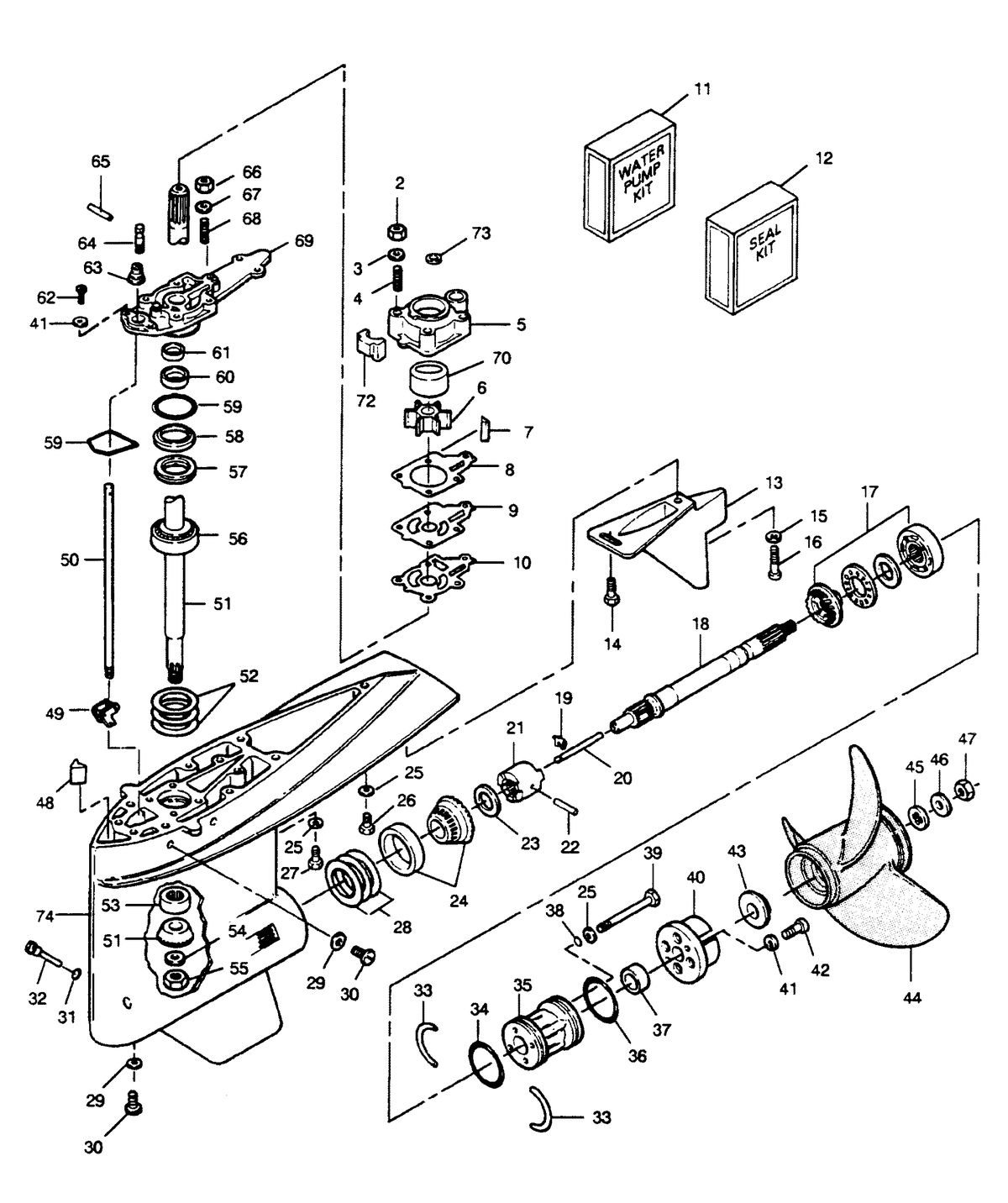 FORCE FORCE 120 H.P. "A" MODEL 1990 L-DRIVE GEAR HOUSING
