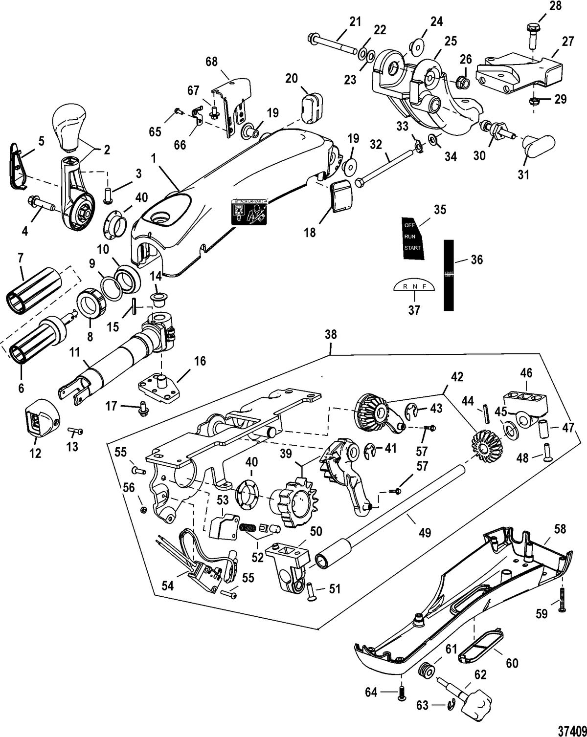ACCESSORIES STEERING SYSTEMS AND COMPONENTS Tiller Handle Kit(Big Tiller-Manual, Mechanical) Design I